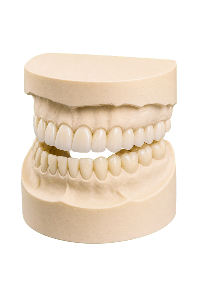 Modelo de laboratorio con restauraciones dentales fijas