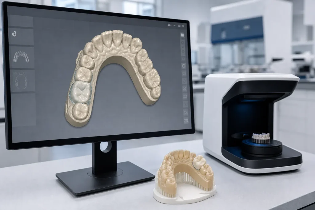 Diseño CAD dental y modelo protésico