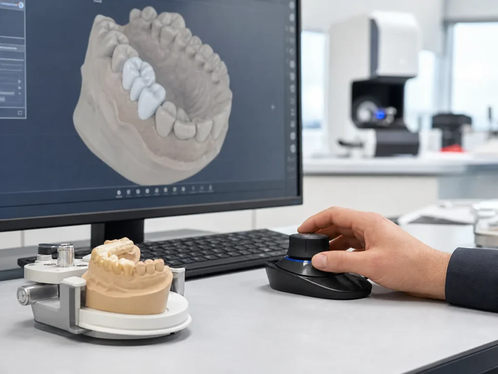 Diseño digital de una restauración dental en laboratorio