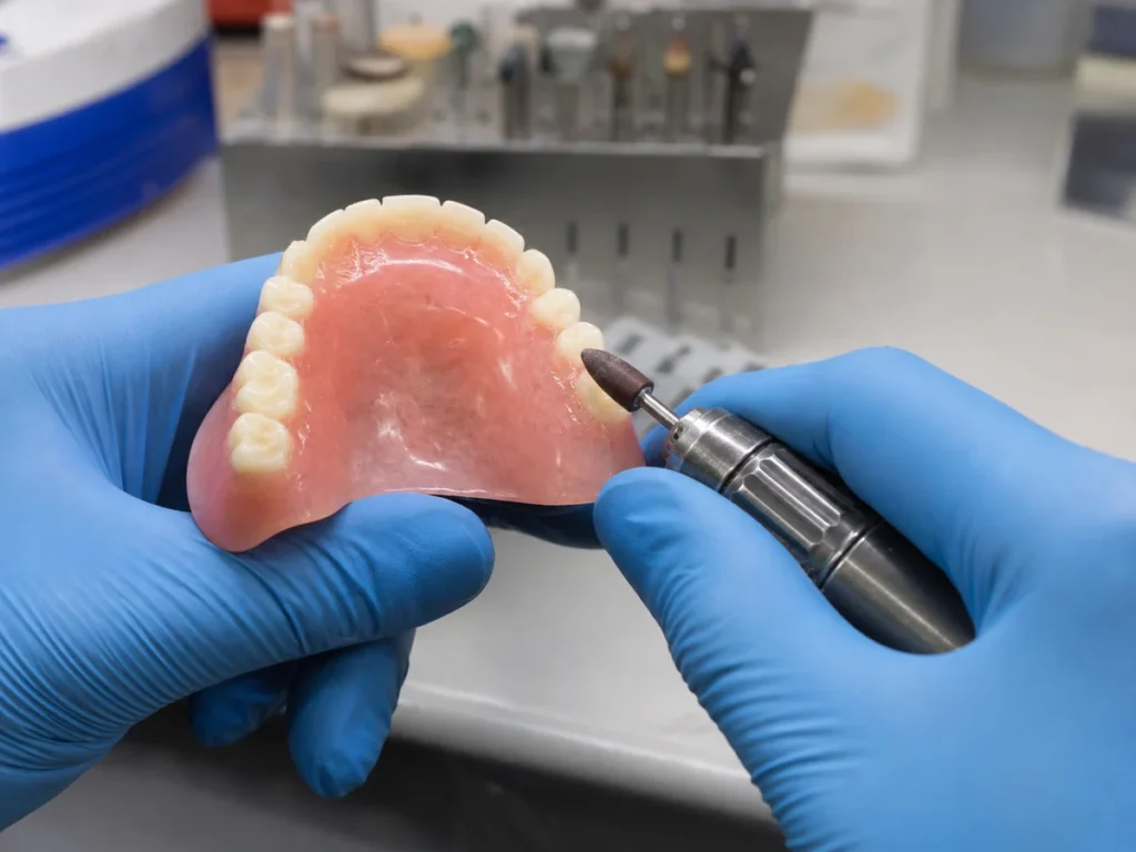 Pulido y acabado de una prótesis dental removible
